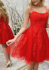 A-Line Bateau Sleeveless Lace Tulle Short/Mini Homecoming Dress with Beading - Babyonlines