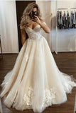 A-Line Jewel Wedding Dress Floor Length Lace