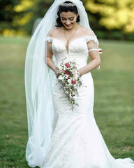 A-Line Long Wedding Dress With V-neck Lace Tulle