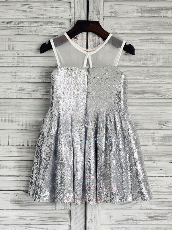 A-Line Scoop Neck Sequined Short/Mini Flower Girl Dress