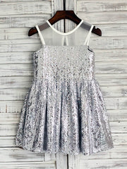 A-Line Scoop Neck Sequined Short/Mini Flower Girl Dress