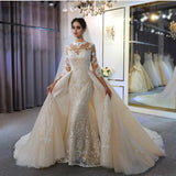 A-Line Sweetheart Wedding Dress Long Sleeves Floor-length With Appliques Lace