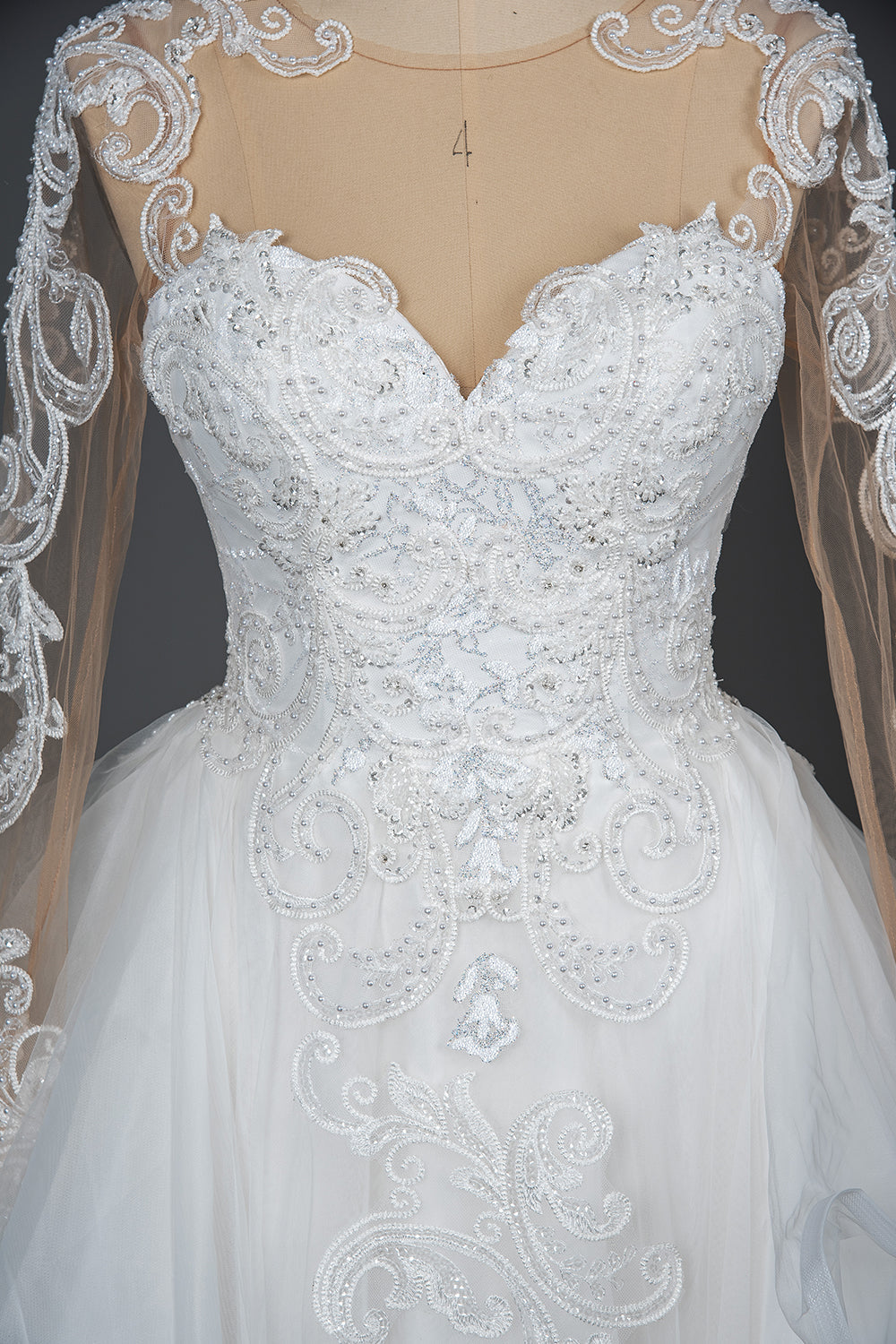 A-Line V-neck Hi-Lo Wedding Dress Open Back Ruffles Tulle With Appliques Lace