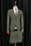 Addison Bespoke Dark Green Peaked Lapel Business Suits For Men