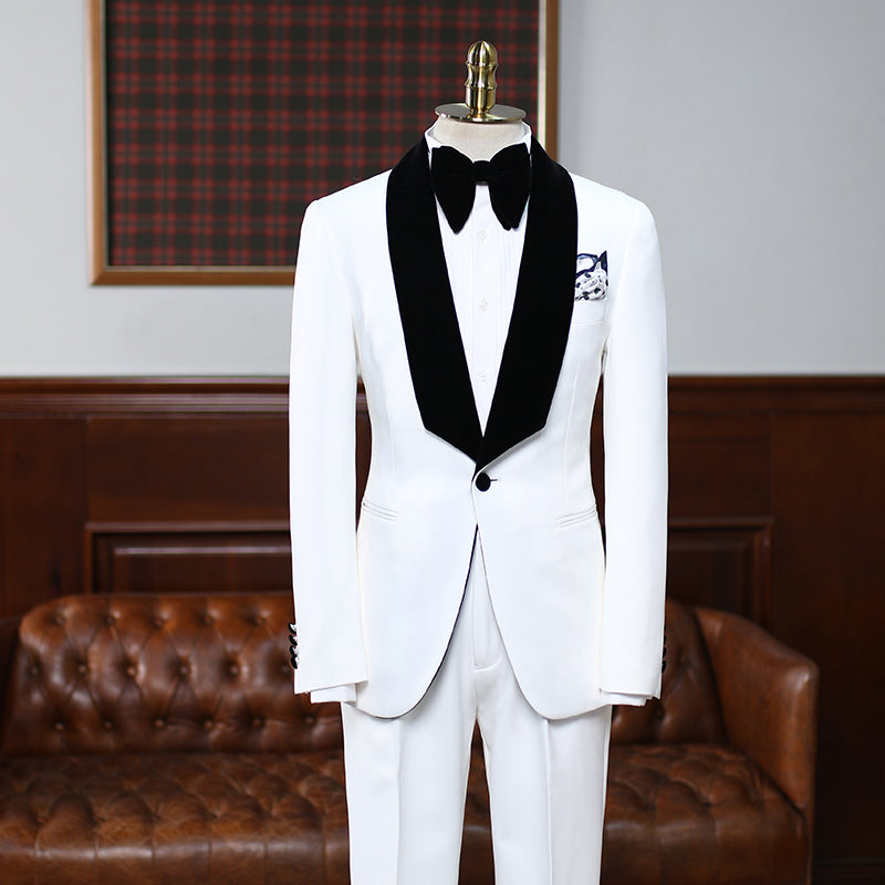 Aries White Bespoke Easy Fit Wedding Suit for Bridegrooms