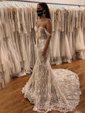 Beautiful Trumpet/Mermaid Off-the-shoulder Tulle Sweep Train Wedding Dress With Bow