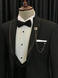 Benjamin Black Wedding Suit with Sparkling Peaked Lapel