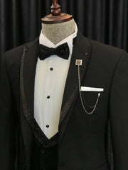 Benjamin Black Wedding Suit with Sparkling Peaked Lapel