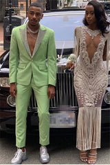 Bespoke Jade Peaked Lapel Party Prom Suit - New Arrivals, 2 Pieces for Man