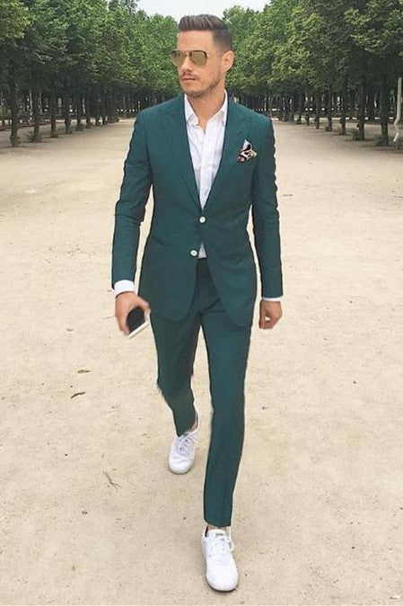 Best-Fit Dark Green Ring Bearer Suit with Peaked Lapel