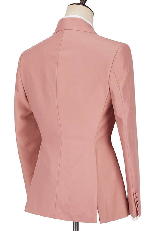 Best-Fit Pink Wedding Blazer with Peaked Lapel and Ruffles for Groom