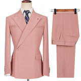 Best-Fit Pink Wedding Blazer with Peaked Lapel and Ruffles for Groom