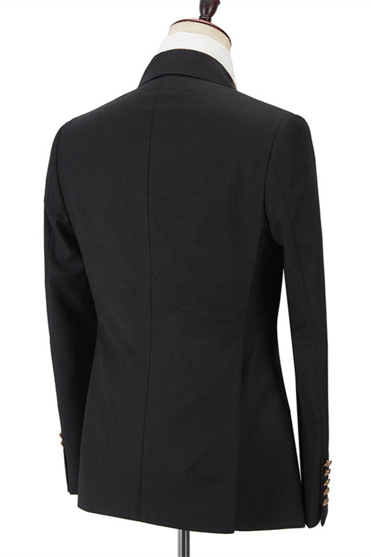 Black Double-Breasted Wedding Blazer with Peak Lapel