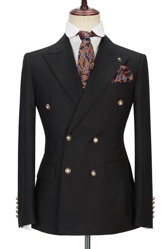 Black Double-Breasted Wedding Blazer with Peak Lapel