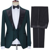 Black Lapel Three-Piece Formal Business Suit for Men