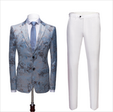 Blue Notched Lapel Wedding Suit with White Pants for Men¡¯s Events