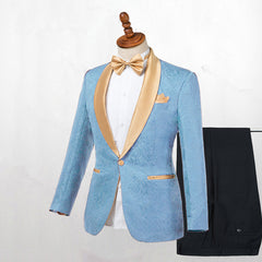 Blue Shawl Lapel One-Button Wedding Suit for Men¡¯s Parties