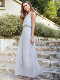 Casual Long Halter Chiffon Floor Length A Line Bridesmaid Dress