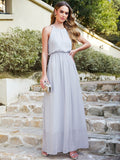 Casual Long Halter Chiffon Floor Length A Line Bridesmaid Dress