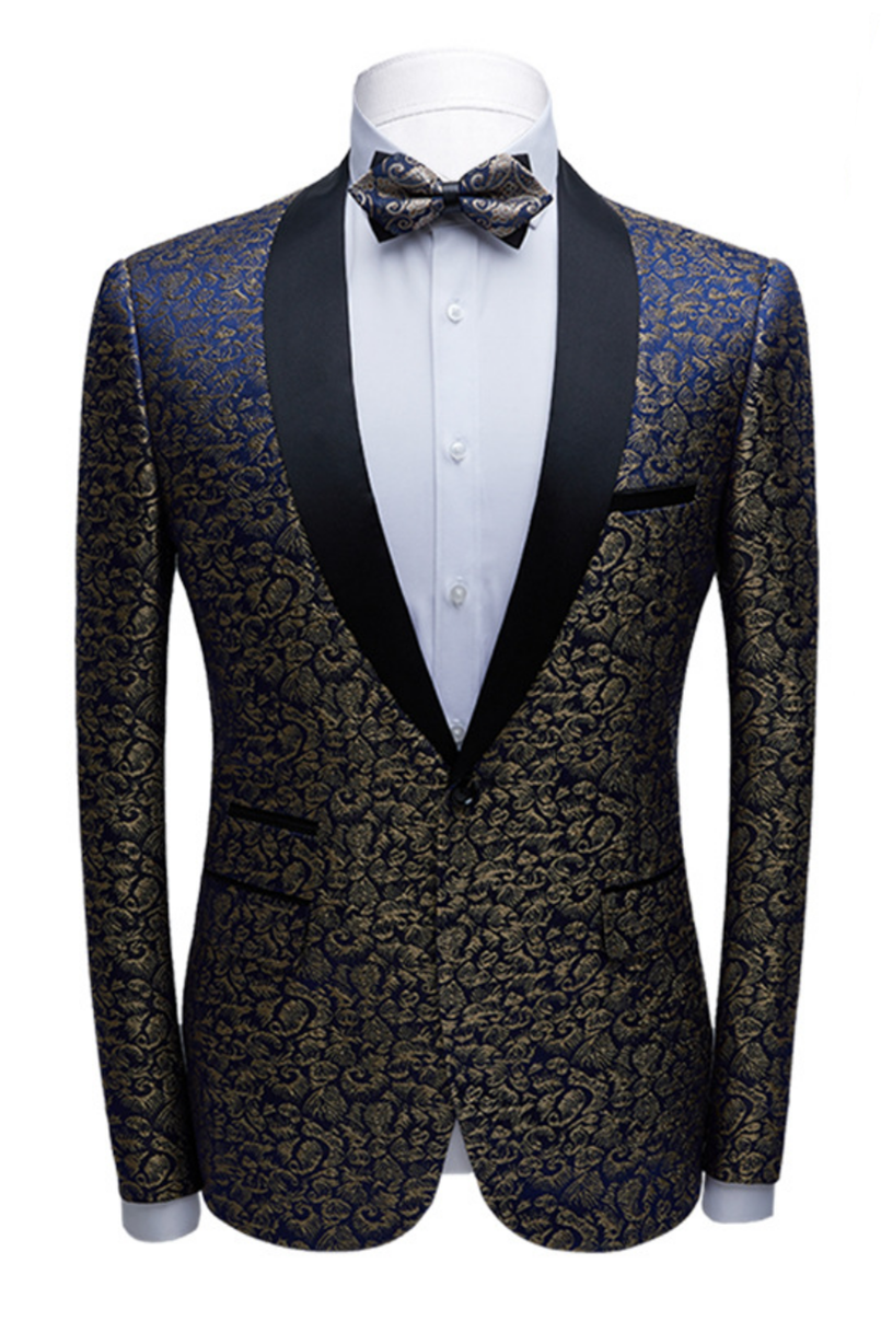 Chic Jacquard Tuxedo with Black Shawl Lapel for Weddings