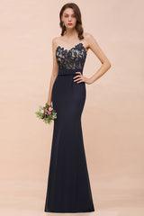 Chic Mermaid Chiffon Lace Affordable Bridesmaid Dress with Spaghetti Straps-Babyonlines