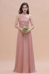 Chic One Shoulder Chiffon Lace Vintage Mauve Bridesmaid Dress On Sale-Babyonlines