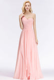 Chic One-shoulder Ruffle Sleeveless Bridesmaid Dress Affordable Online-Babyonlines