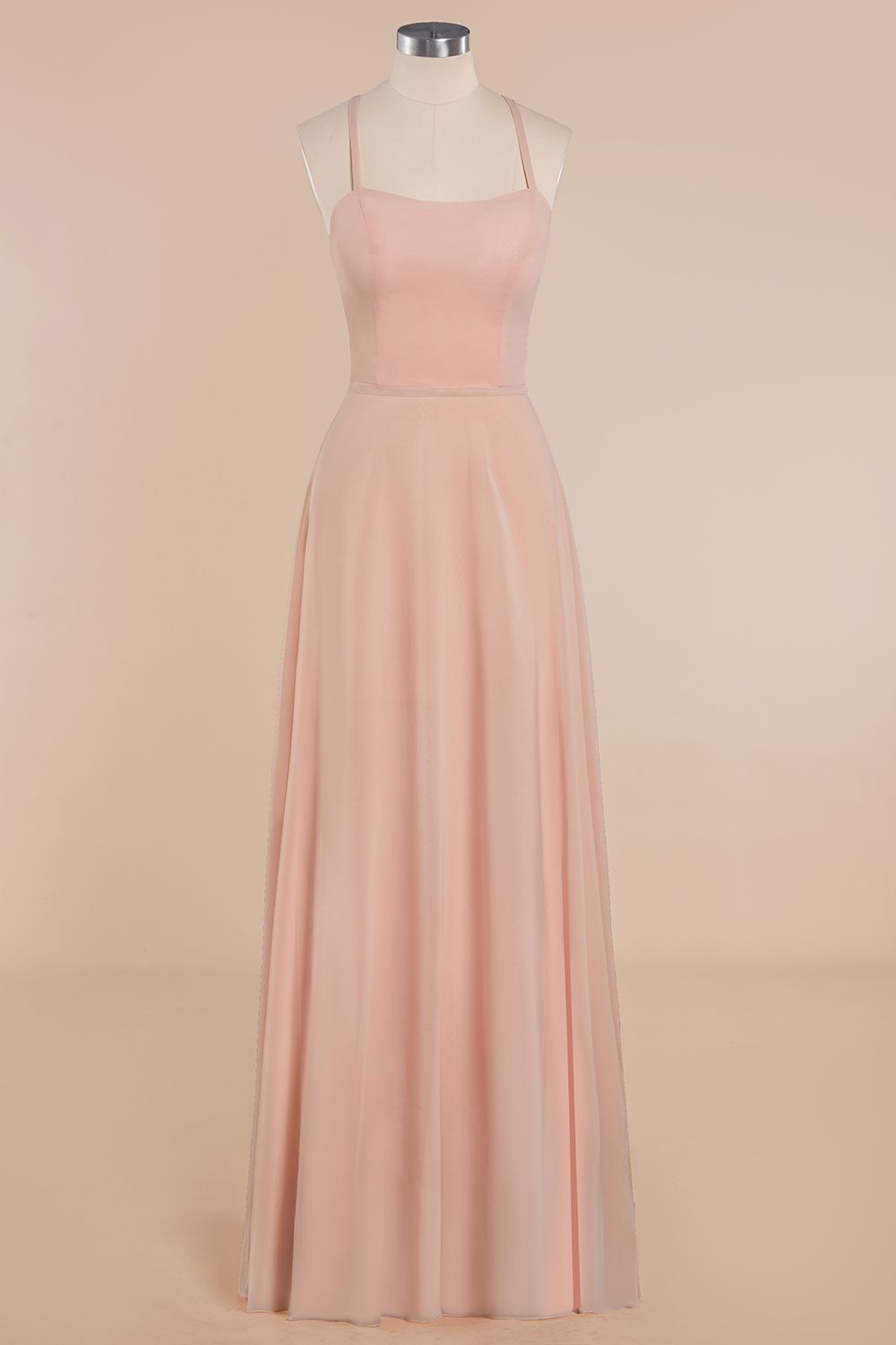 Chic Straps Sleeveless Chiffon Affordable Bridesmaid Dresses with Ruffle-Babyonlines