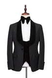 Classic Stitching Velvet Shawl Lapel Black One-Button Formal Wedding Tailcoats