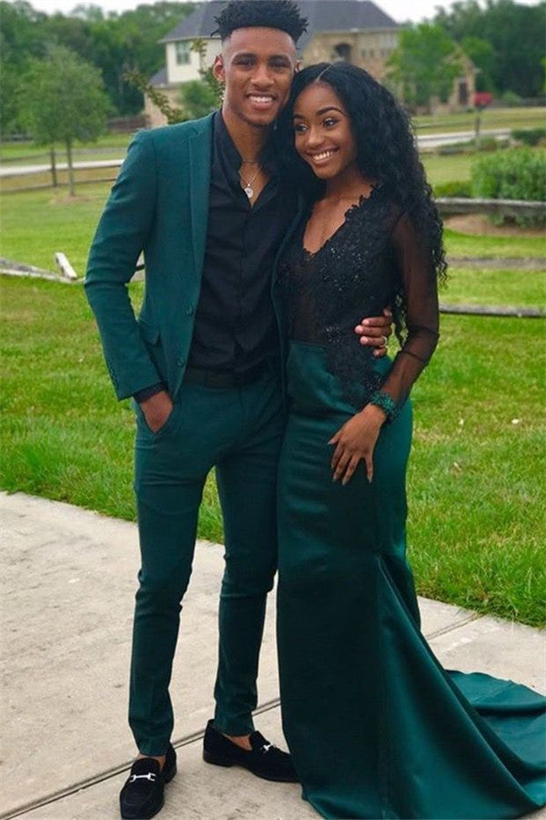 Dark Green Dinner Prom Suit - New Arrivals, 2-Piece with Notch Lapel