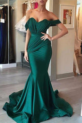 Dark Green Off-the-Shoulder Mermaid Evening Dress