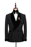 Edward Double-Breasted Black Wedding Suit with Sparkling Shawl Lapel