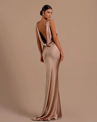 Elegant Champagne Mermaid Prom Dress Long Slimming