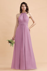 Elegant Jewel Wisteria Chiffon Ruffles Bridesmaid Dress with Pockets On sale-Babyonlines