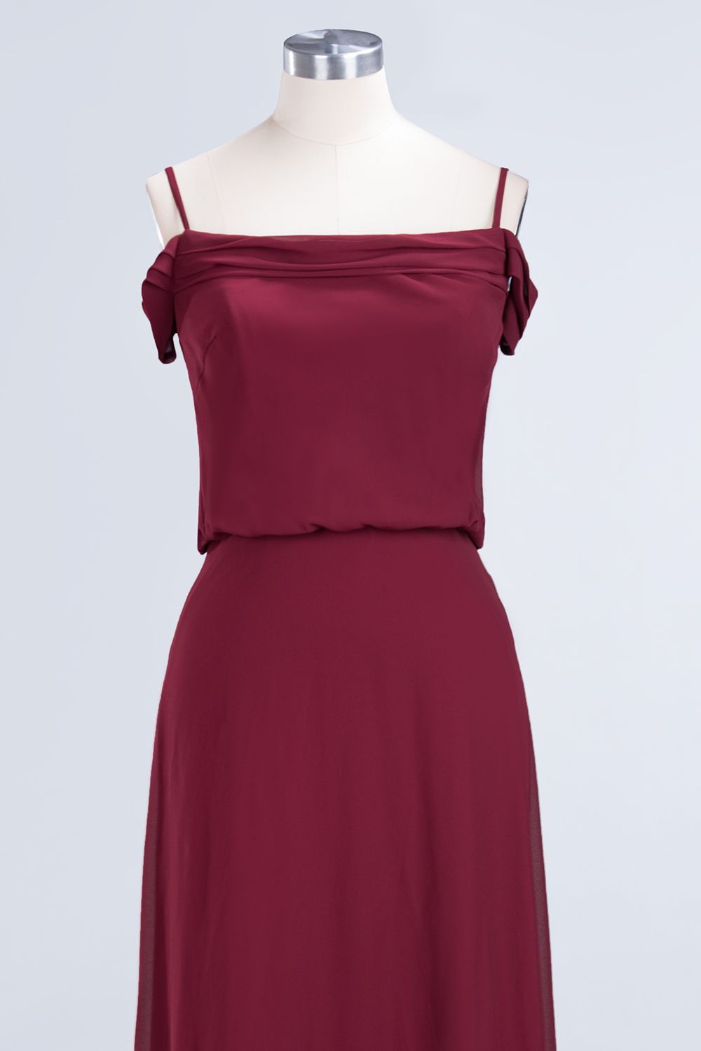 Elegant Off-the-Shoulder Burgundy Bridesmaid Dress Online Spaghetti-Straps Affordable Maid of Honor Dress-Babyonlines