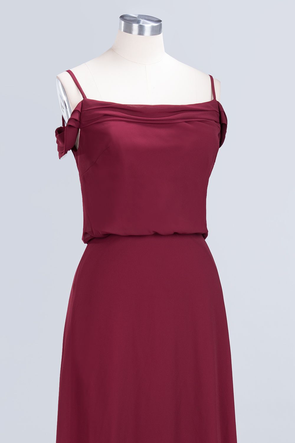 Elegant Off-the-Shoulder Burgundy Bridesmaid Dress Online Spaghetti-Straps Affordable Maid of Honor Dress-Babyonlines