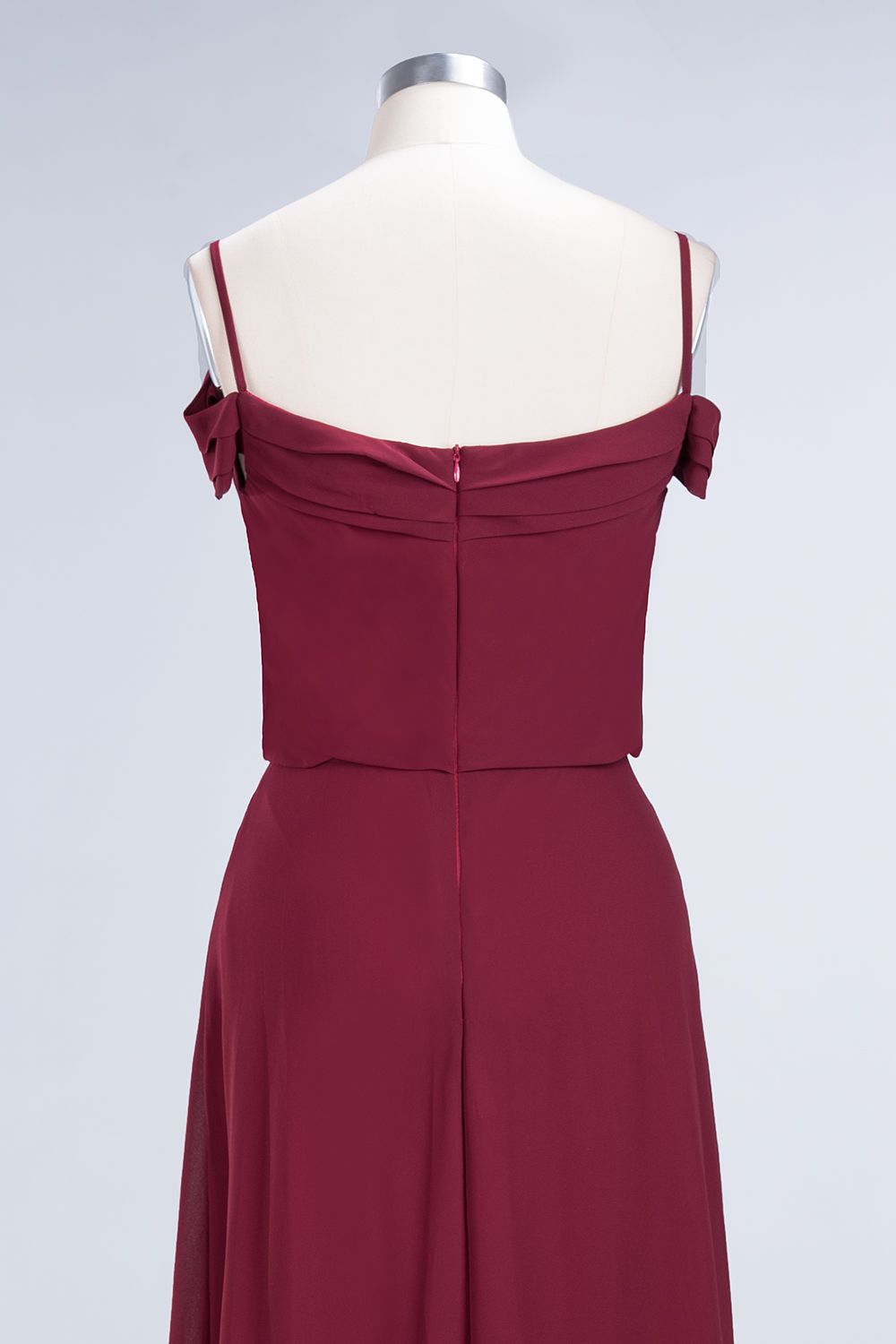 Elegant Off-the-Shoulder Burgundy Bridesmaid Dress Online Spaghetti-Straps Affordable Maid of Honor Dress-Babyonlines