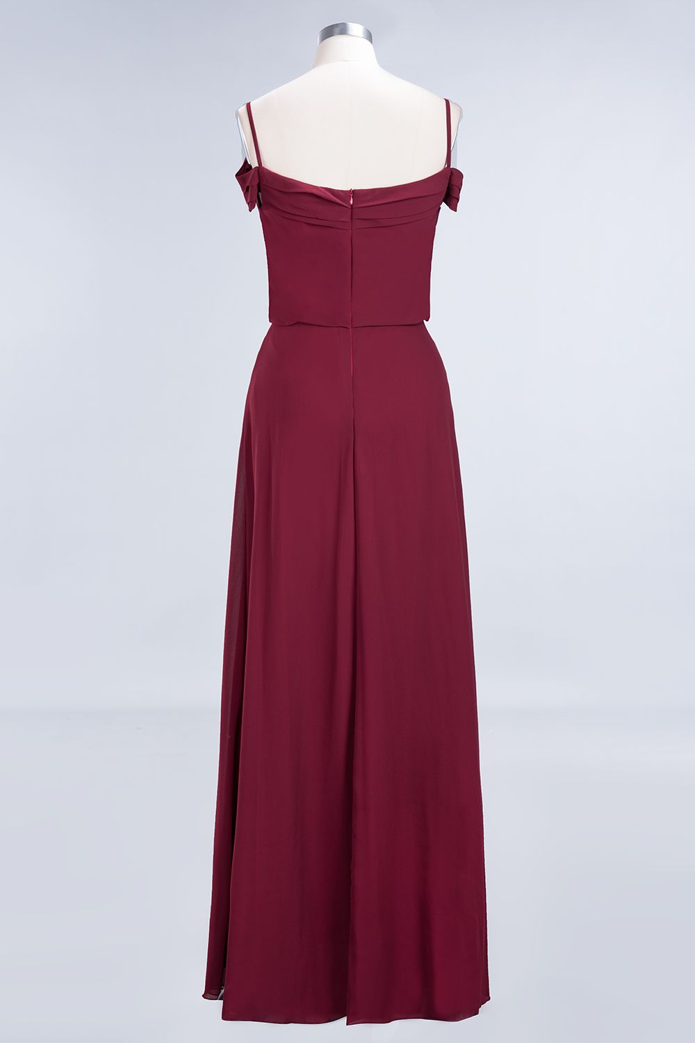 Elegant Off-the-Shoulder Burgundy Bridesmaid Dress Online Spaghetti-Straps Affordable Maid of Honor Dress-Babyonlines