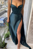 Elegant Straps Sleeveless Mermaid Evening Dress with Split