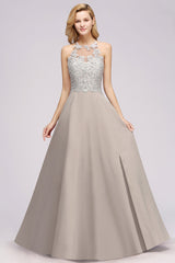 Exquisite Sleeveless Slit Lace Affordable Bridesmaid Dresses with Beadings-Babyonlines