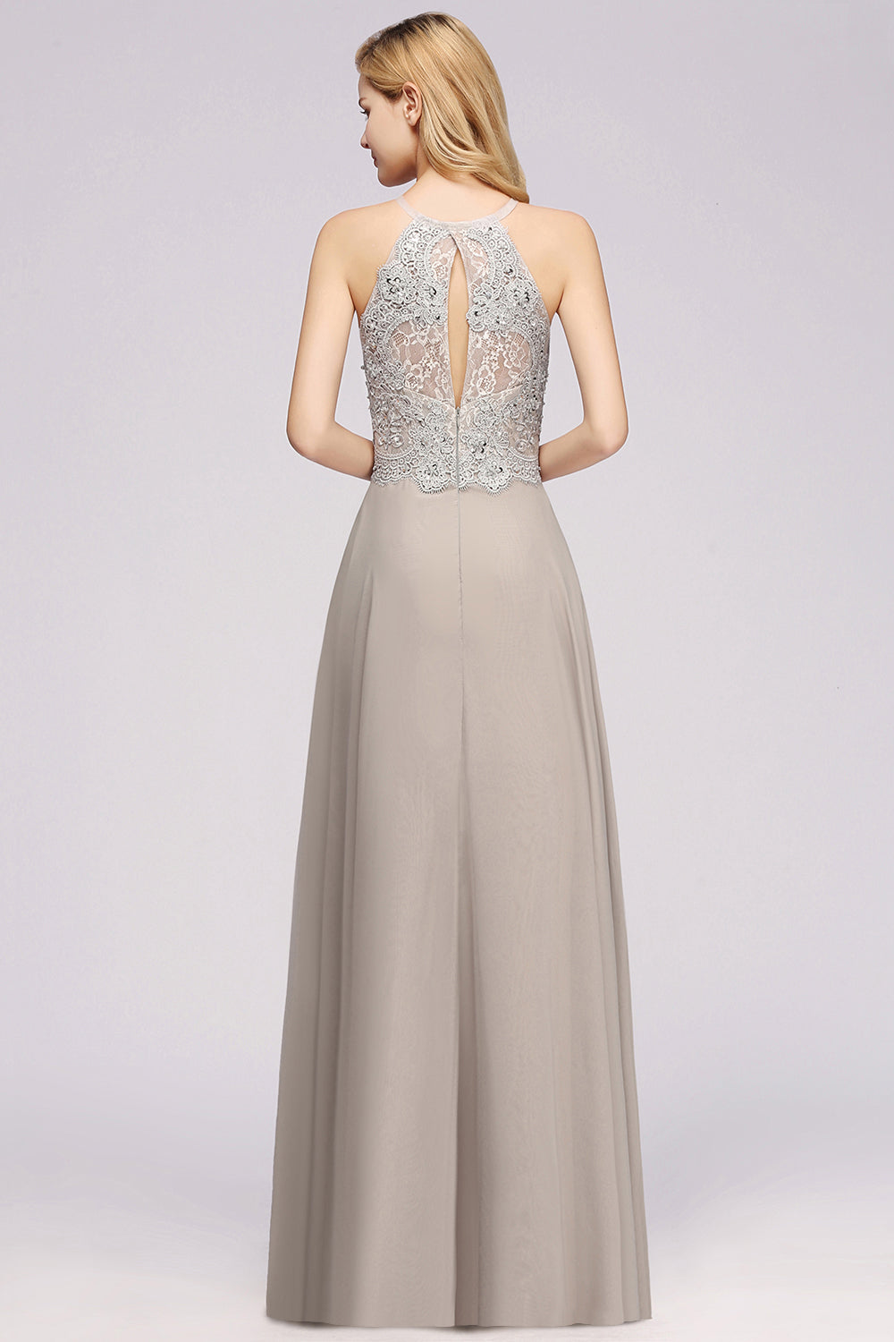 Exquisite Sleeveless Slit Lace Affordable Bridesmaid Dresses with Beadings-Babyonlines