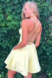 Fit and Flare Yellow Homecoming Dress with Pockets