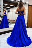 Glamorous Dark Blue Spaghetti Strap Mermaid Prom Dress Long