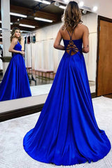 Glamorous Dark Blue Spaghetti Strap Mermaid Prom Dress Long