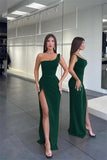 Glamorous One Shoulder Sleeveless Long Mermaid Evening Dress with Split