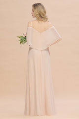 Gorgeous Spaghetti Straps Flounced Crinkle Affordable Bridesmaid Dresses with Slit-Babyonlines