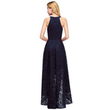 High Low A Line Halter Lace Evening Formal Dress