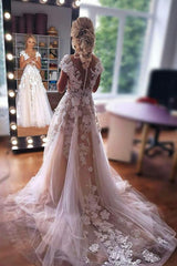 Long A-Line Floor-Length Sleeveless Wedding Dress with Lace Tulle