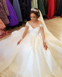 Long A-line Off-the-Shoulder Wedding Dress With Tulle Lace