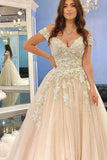 Long A-line Off-the-Shoulder Wedding Dress With Tulle Lace